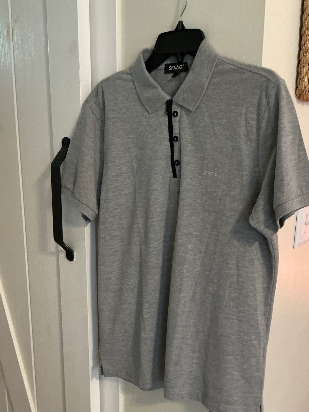 Men's Light Gray Polo with Contrast Placket